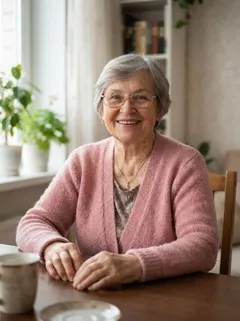 Исходное фото: бабушка, 65 лет