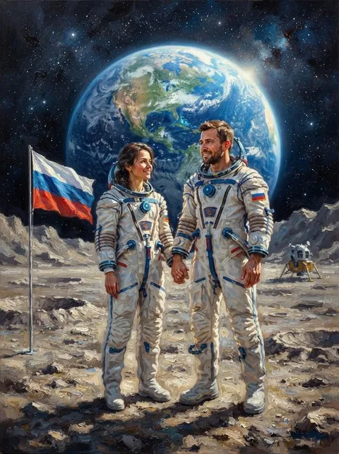 Портрет в стиле «Космическая пара»